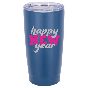 100 North 20 Ounce Stainless Steel On the Go Travel Tumbler With Push Top Lid, Happy New Year Blue - 1 of 4