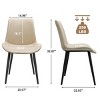 Modern PU Leather Dining Chairs Set of 4, Armless Upholstered Accent Chairs with Black Metal Legs for Kitchen, Dining Room, or Living Room-Tanpinhause - 3 of 4
