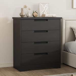 4 Drawer Dresser for Bedroom, Black Chest of Drawers with Embedded Handles Design, Wooden Dresser Organizer - 1 of 4