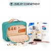 Women's Travel Hanging Toiletry Bag with Jewelry Compartment, Medium Waterproof Hanging Makeup Accessory Bag, Toiletry Set with Trolley Strap, Blue - 2 of 4