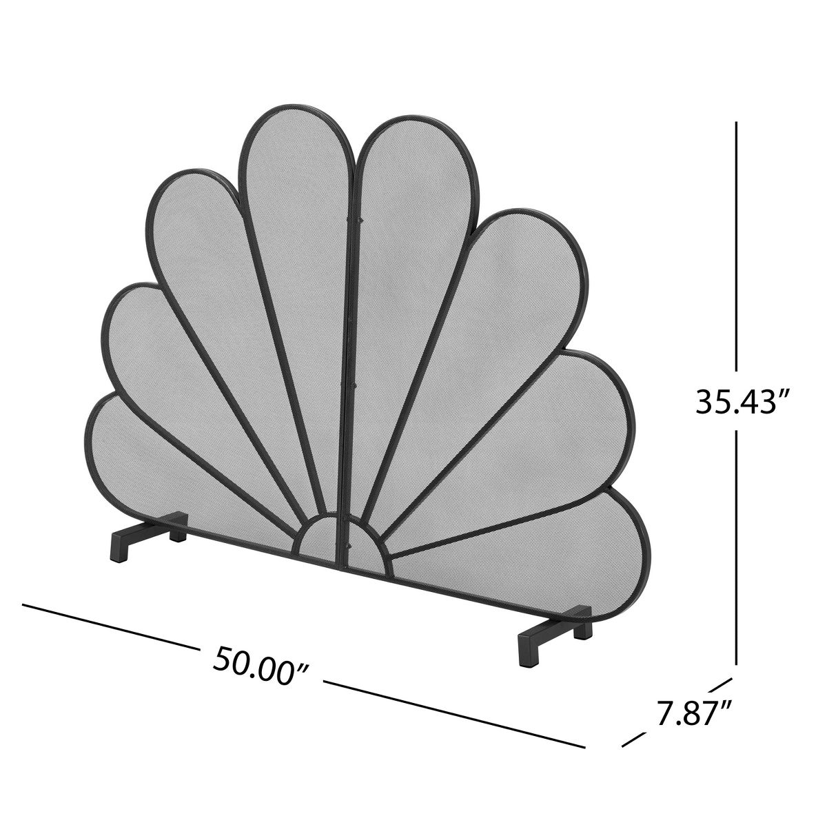 Christopher Knight Home Joren Modern Iron Freestanding Fireplace Screen with Fan‑Shaped Peacock Design - thumbnail 3