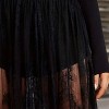 Lace High Waist Skirt Black Sexy A-Line Maxi Skirt with Elastic Waistband Semi-Sheer Dark Witchy Boho Ankle Length - 4 of 4