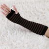 Allegra K Women's Stripe Print Knitted Fingerless Elbow Length Gloves Warmers One Size 1 Pair - 2 of 4