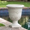 Okak Moroccan Style Succulent Pots with Square Base, Plant Pots with Flower Relief on Surface, Planters for Indoor and Outdoor Use, White - 2 of 4