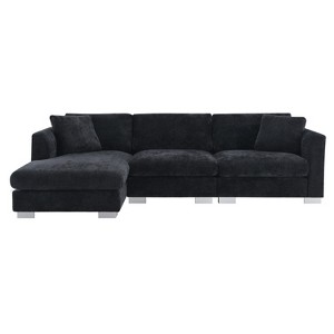 TiramisuBest 96*56" Modern Cloud Sectional Sofa, 4-Seat L-Shaped Chenille Couch with Oversized Chaise & 2 Pillows for Living, Apartment,Minsk Gray - 1 of 4