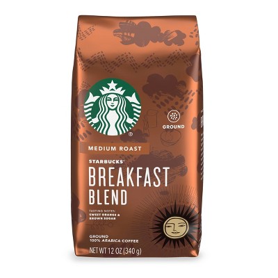 Starbucks Medium Roast Ground Coffee — Breakfast Blend — 100% Arabica — 1 bag (12 oz.)