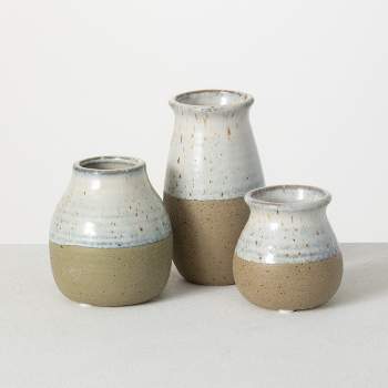 Sullivans Set of 3 Petite Ceramic Vases 3"H, 4.5"H & 5.5"H