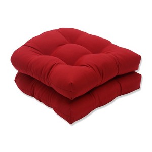 Outdoor 2-Piece Conversation/Deep Seating Chair Cushion Set - Red - Pillow Perfect - 1 of 3