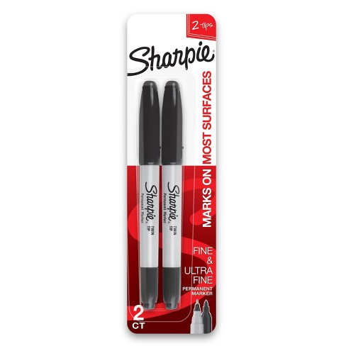 Well Made Tools Permanent Marker, Double Side, Thick- Thin, Pack of 2, Black