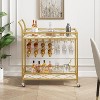 Golden 2-Tiers Storage Shelves Mobile Kitchen Serving Carts on Wheels with Wine Rack & Glass Holder for Kitchen, Living Room & Dining Room - 4 of 4