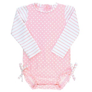 RuffleButts Baby/Toddler Girls UPF50+ Long Sleeve One Piece Rash Guard - 1 of 4