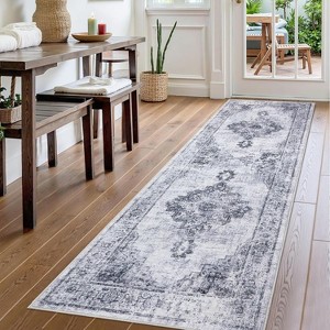Washable Vintage Area Rugs - Soft Boho Farmhouse Large Low Pile Non-Slip Carpet for Living Room, Dining Room Bedroom - 1 of 4