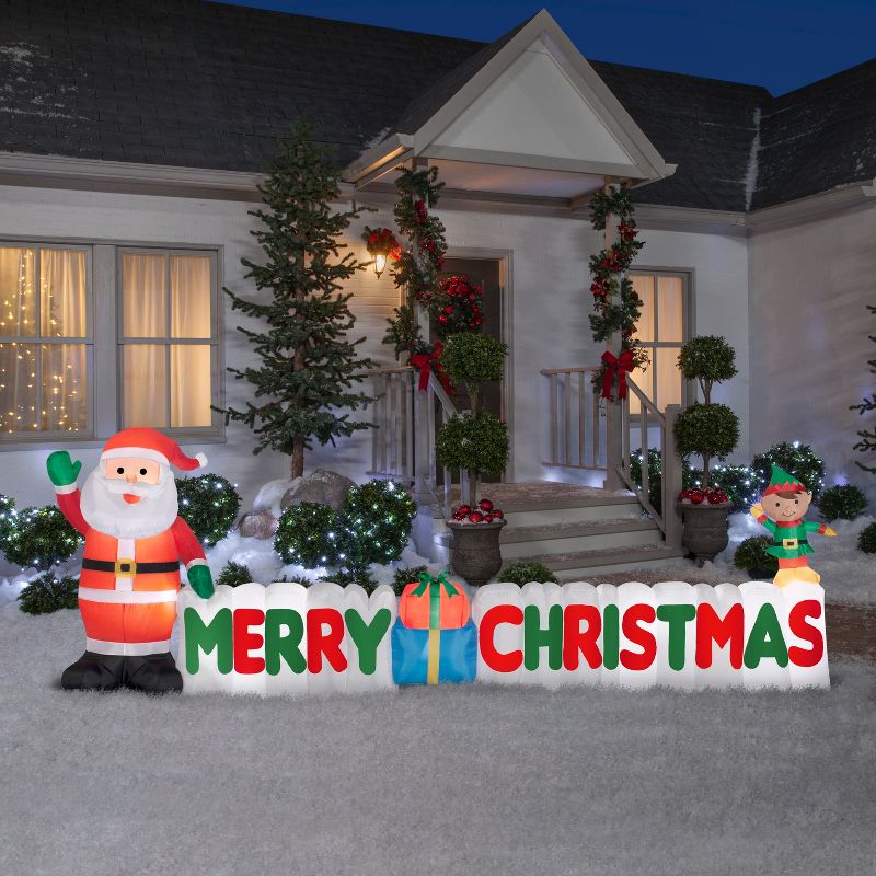 Gemmy Christmas Airblown Inflatable Merry Sign Scene, 4 ft Tall, Multicolored, 2 of 3