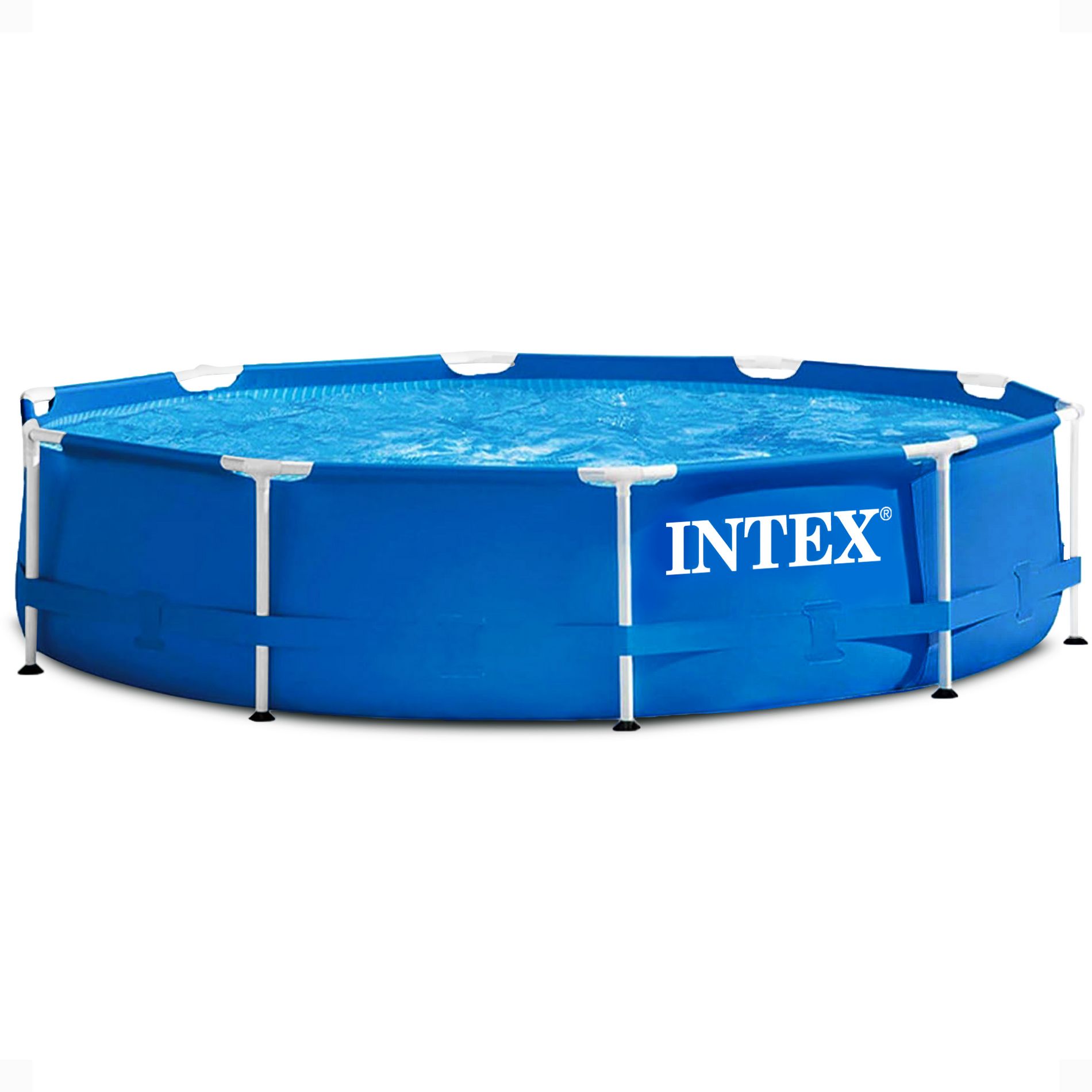 Intex 28200EH 10 Foot x 30 Inch 4 Person Outdoor Metal Frame Above Ground Round Swimming Pool with Easy Set-Up (Filter Pump Not Included)