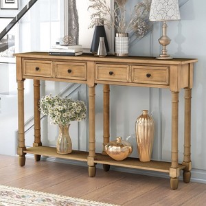 NicBex 2 Drawer Console Table with 2 Open Bottom Shelves,Entryway Table with Black Round Deco Knobs,Modern Couch Table for Living Room - 1 of 4