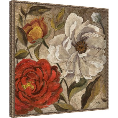 Classic Floral Beaded Framed Canvas Wall Art