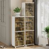 VECELO 2/3-Tier Tall Narrow Storage Cabinet, Slim Bathroom Storage Organizer with Transparent Double Doors for Small Spaces, Tea Brown - 3 of 4