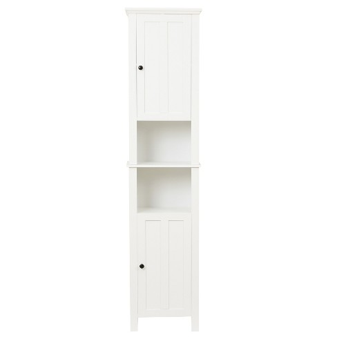 HOMCOM 67 Tall Bathroom Storage Cabinet, Freestanding Linen Tower with  3-Tier Shelf, Narrow Side Floor Organizer, White