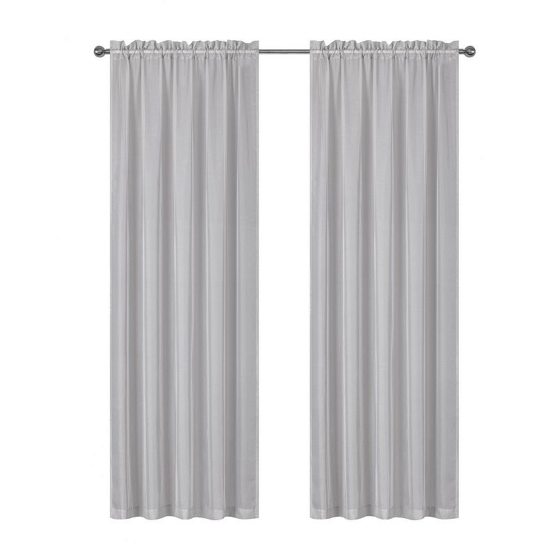 Kate Aurora Montauk Accents Ultra Lux 2 Piece Rod Pocket Silver Sheer Voile Window Curtain Panels - 84 in. Long, 2 of 4