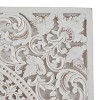 Set of 3 Wooden Floral Handmade Intricately Carved Wall Decors with Mandala Design White - Olivia & May - 3 of 4
