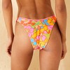 Women's Reversible Contrast Binding Mid-Rise High Leg Cheeky Bikini Bottom - Wild Fable™ Green Floral Print/Pink Striped - 2 of 4