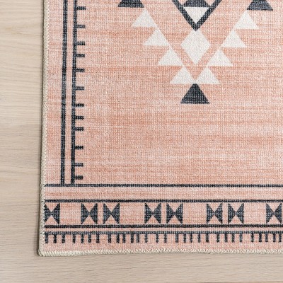 Evalyn Pink Southwestern Washable Synthetic Area Rug 3' x 5'