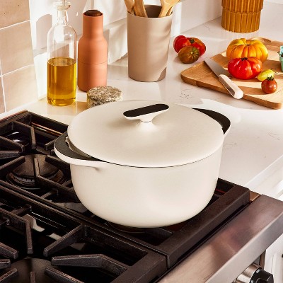 Cream Enameled Cast Iron Dutch Oven with Lid, 6.5 Qt