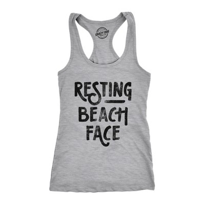 Womens Fitness Tank Resting Beach Face Tanktop Funny Spring Break Vacation Ocean Graphic Shirt - Crazy Dog Women's Tank Top