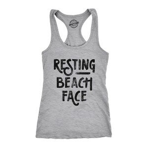Womens Fitness Tank Resting Beach Face Tanktop Funny Spring Break Vacation Ocean Graphic Shirt - Crazy Dog Women's Tank Top - 1 of 4
