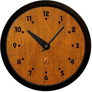 14.5" Oak Veneer Traditional Dial Contemporary Body Quartz Movement Decorative Wall Clock Black - The Chicago Lighthouse - 1 of 4