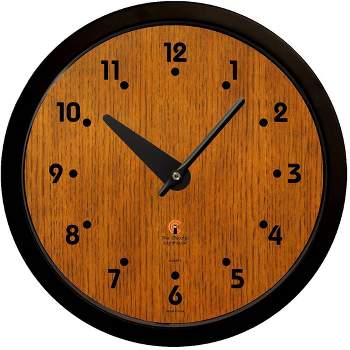 14.5" Oak Veneer Traditional Dial Contemporary Body Quartz Movement Decorative Wall Clock Black - The Chicago Lighthouse