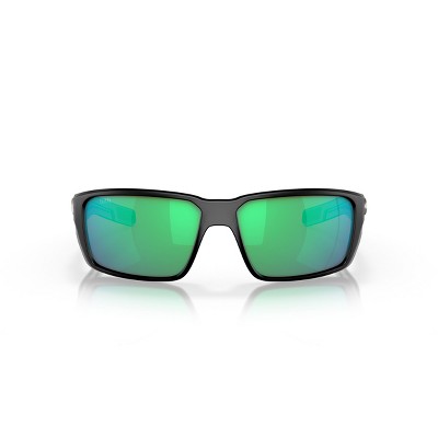 Costa Matte Black Green Mirror Polarized Sunglasses