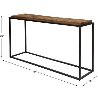 Holston 54" Satin Black and Natural Reclaimed Wood Console Table