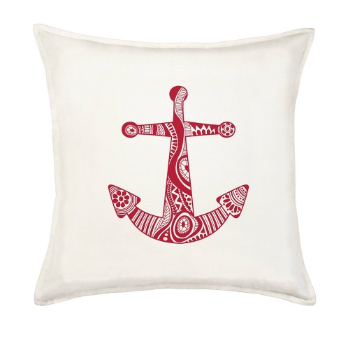 Kensington Garden 20 x20 Oversize Anchor Cotton Canvas Square Throw Pillow Red Indoor Decorative Cushion Zippered Cover Polyester Fill Target