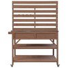 Nestfair Potting Bench with Stainless Steel Top 2 Drawers and Lockable Wheels Brown - 3 of 4