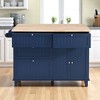 Farmhouse Kitchen Island Set with Drop Leaf, 2 Stools, Storage Cabinet, 4 Drawers, Adjustable Shelf and Towel Rack for Kitchen or Dining Room - 2 of 4