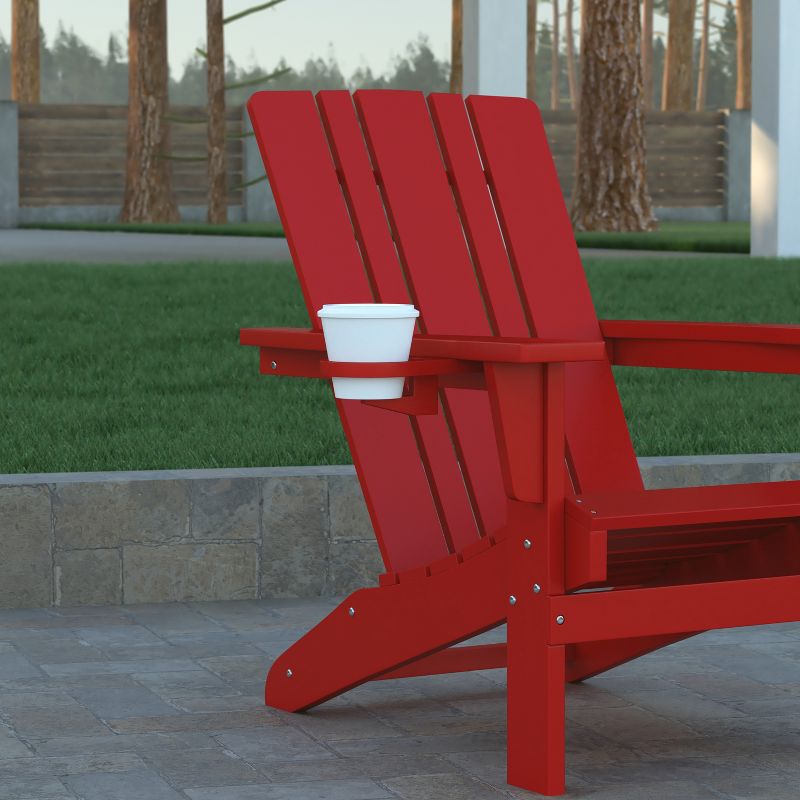 Emma and Oliver Set of 2 Adirondack Chairs with Cup Holders, Weather Resistant HDPE Adirondack Chairs, 5 of 12