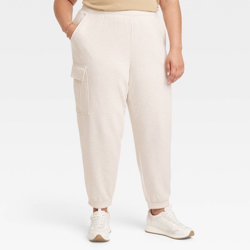 Women s High rise Sweatpants Universal Thread Heather Cream 3x