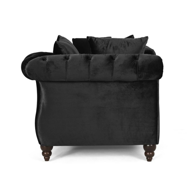 Houck Modern Glam Tufted Velvet Tete-A-Tete Chaise Lounge with Accent Pillows - Christopher Knight Home, 5 of 11