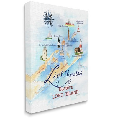 Stupell Industries Nautical Map of Eastern Long Island Lighthouses