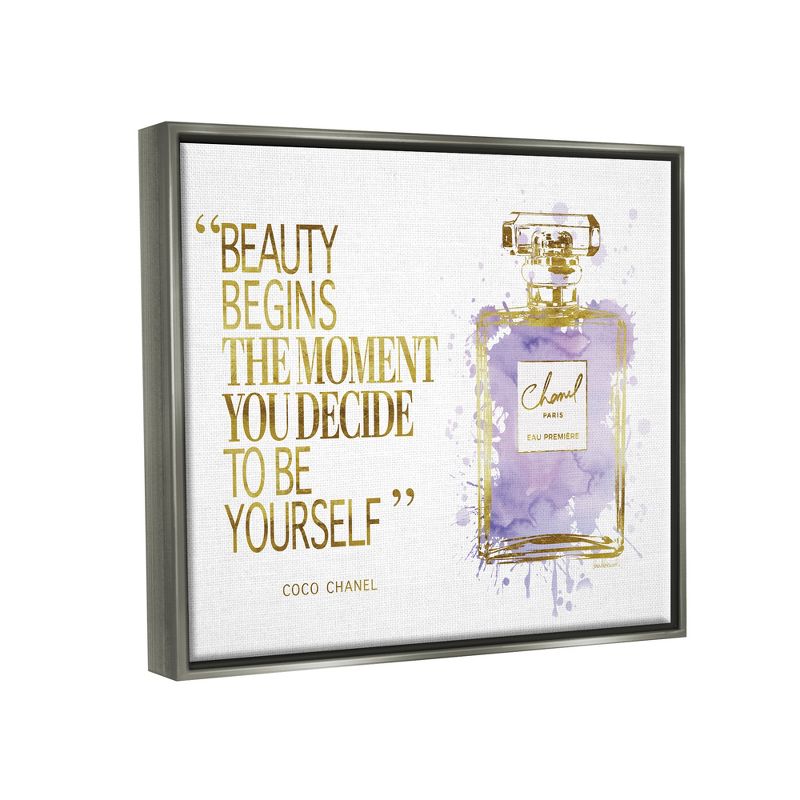 Stupell Industries Beauty Begins Designer Quote Purple Glam Perfume Bottle, 4 of 7