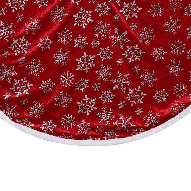 Northlight 48" Red and White Snowflake Christmas Tree Skirt with a White Border, 3 of 4