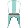 ADILE Metal Stackable Dining Chairs with Wood Seat, Mint Green - 4 of 4