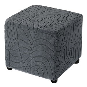 Unique Bargains Elastic Living Room Bedroom Leaf Pattern Square Foot Stool Cover - 1 of 4