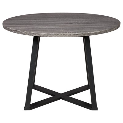 Centiar 42" Contemporary Industrial Black/Gray Round Dining Table