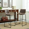 DOMETOUR Vintage PU Leather Barstools Set of 2 - 3 of 4