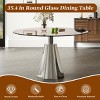 35" Modern Round Glass Dining Table with Stainless Steel Base, Small Space Kitchen or Breakfast Nook Table for 4 -3irtyhousy - 2 of 4
