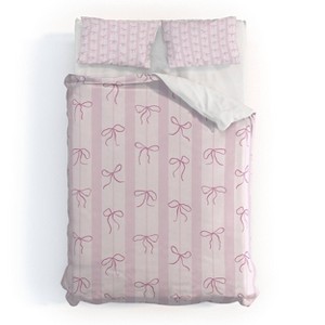 Deny Designs Full/Queen Marufemia Coquette pink bows Duvet and Pillow Sham Set: Abstract Pattern, 300 Thread Count - 1 of 4