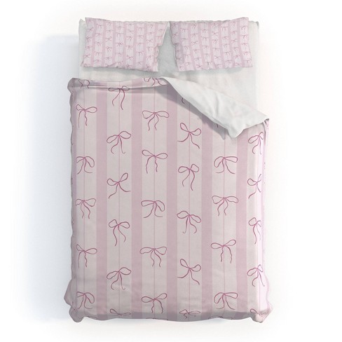 Deny Designs Full/Queen Marufemia Coquette pink bows Duvet and Pillow Sham Set: Abstract Pattern, 300 Thread Count - image 1 of 4