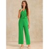 INSPIRE CHIC Women's Casual Sleeveless Shawl Collar Office Belted Cropped Jumpsuit - 3 of 4